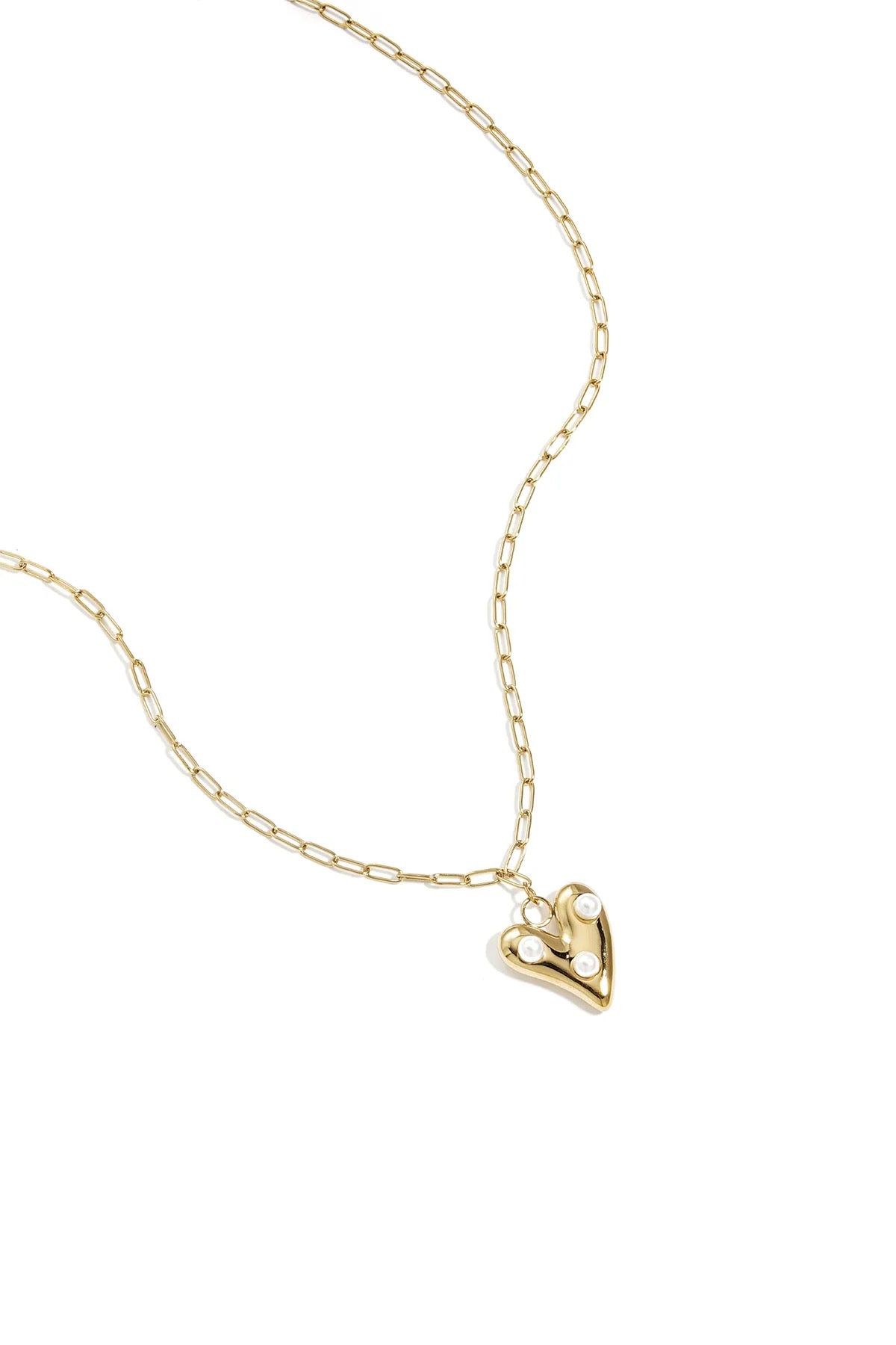 Heart studs ketting - goud
