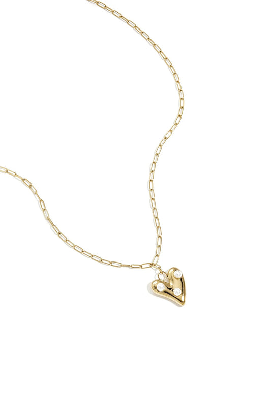 Heart studs ketting - goud