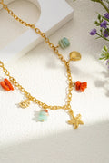 Coral charm ketting - goud