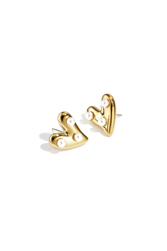 Heart studs oorbellen - goud