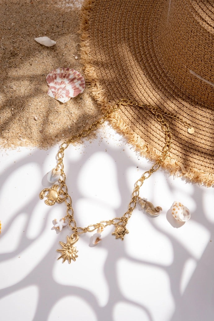Ocean charm ketting - goud