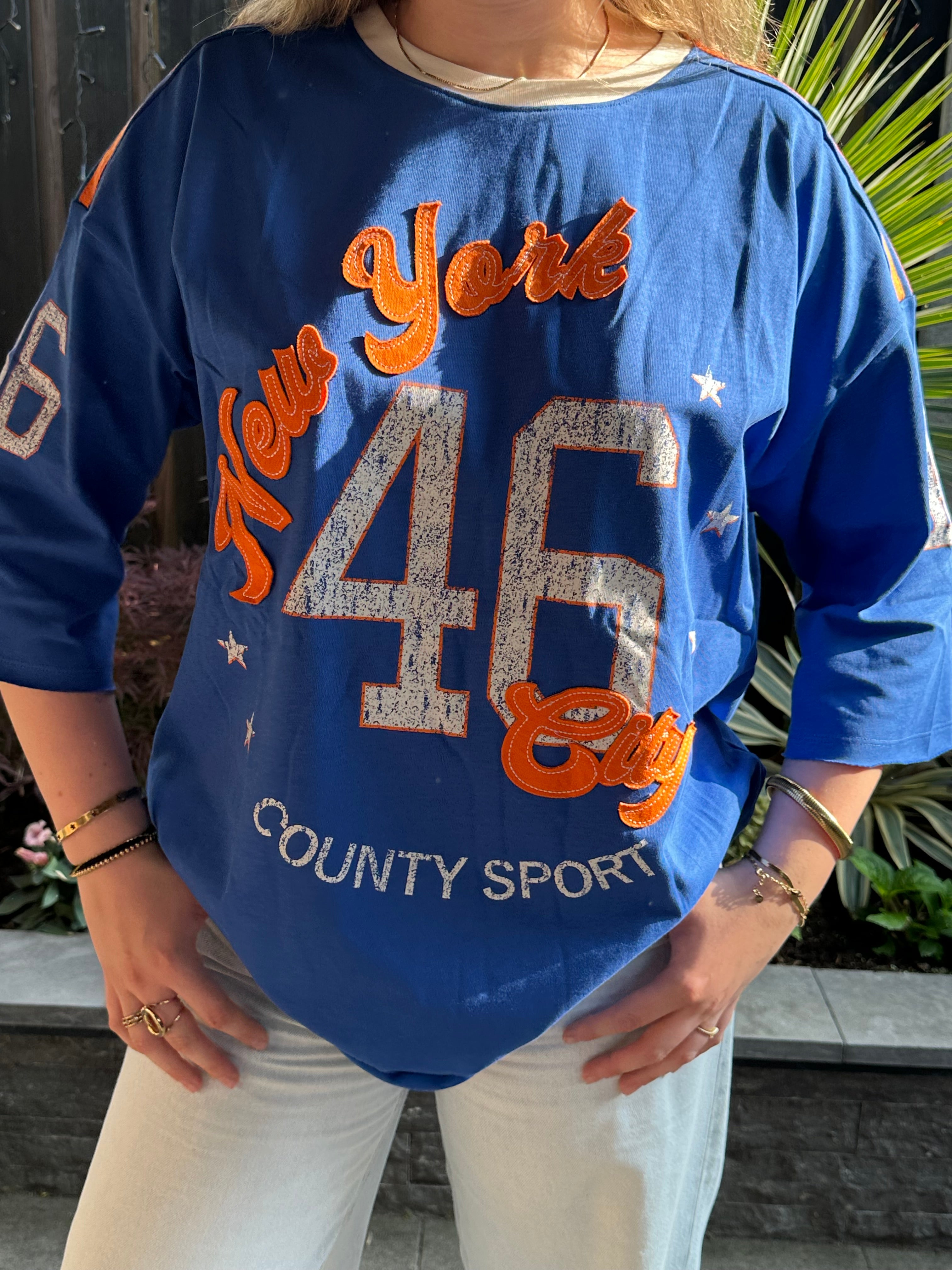 New york oversized tee - cobalt