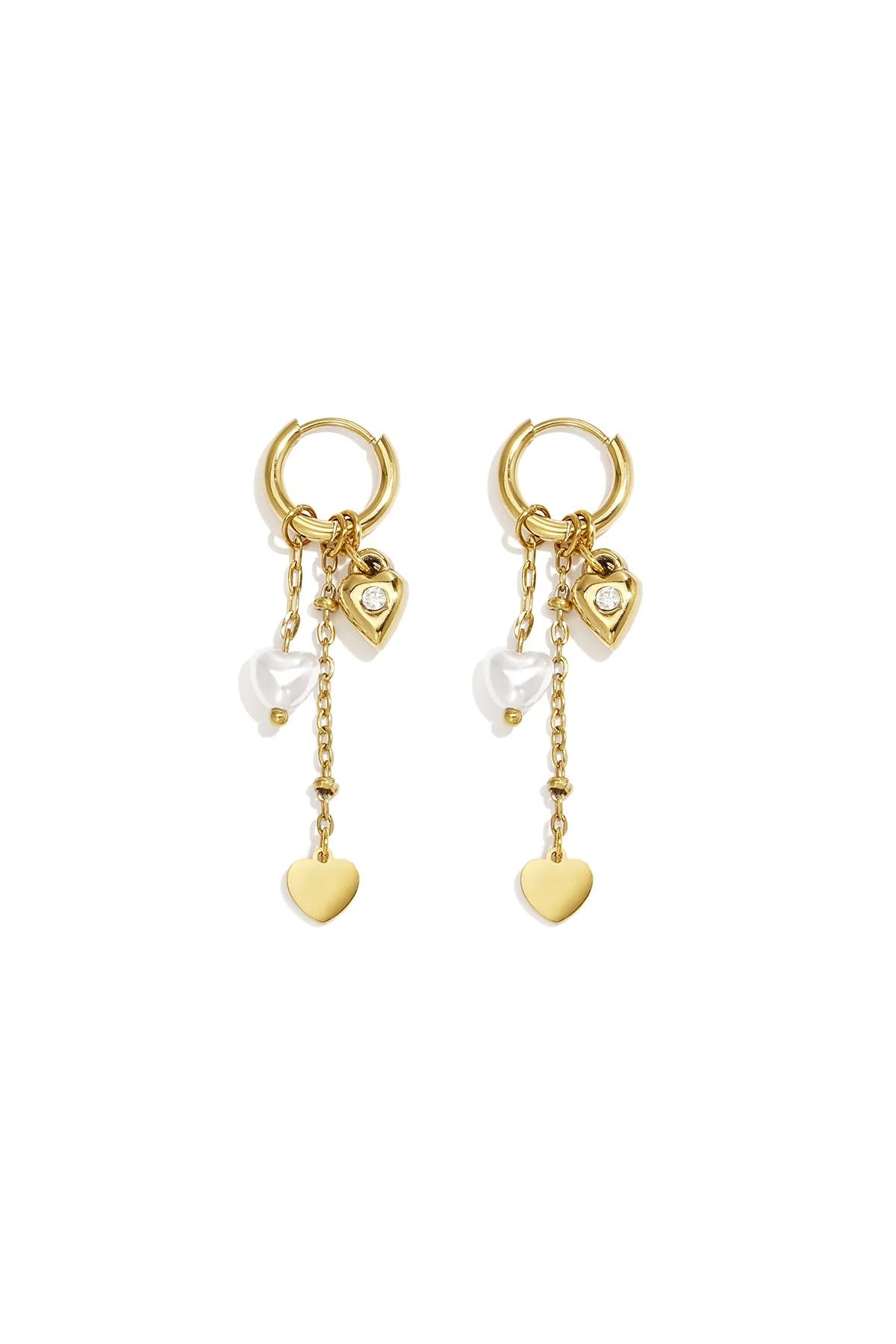 Shiny heart oorbellen - goud
