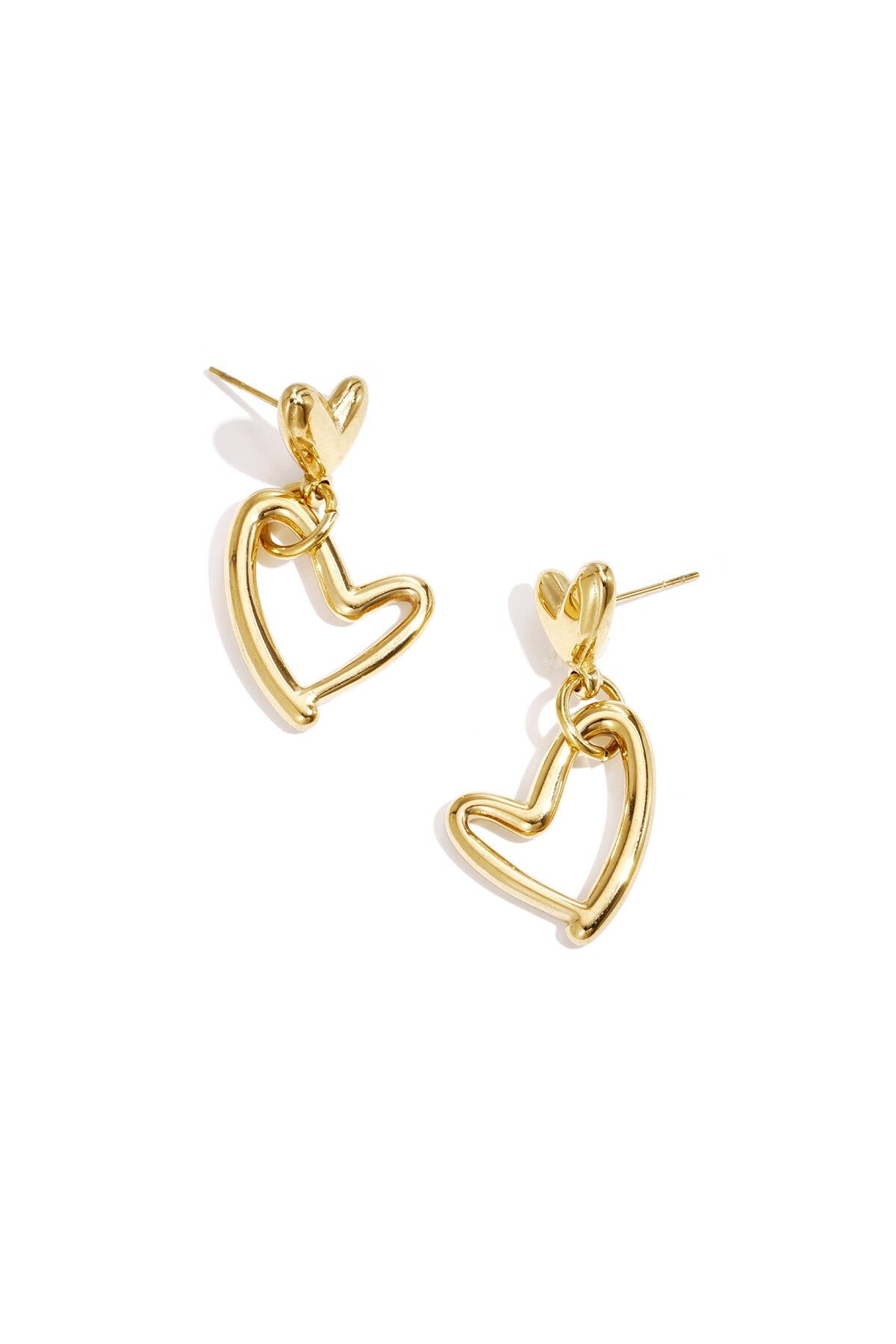 Hanging hearts oorbellen - goud