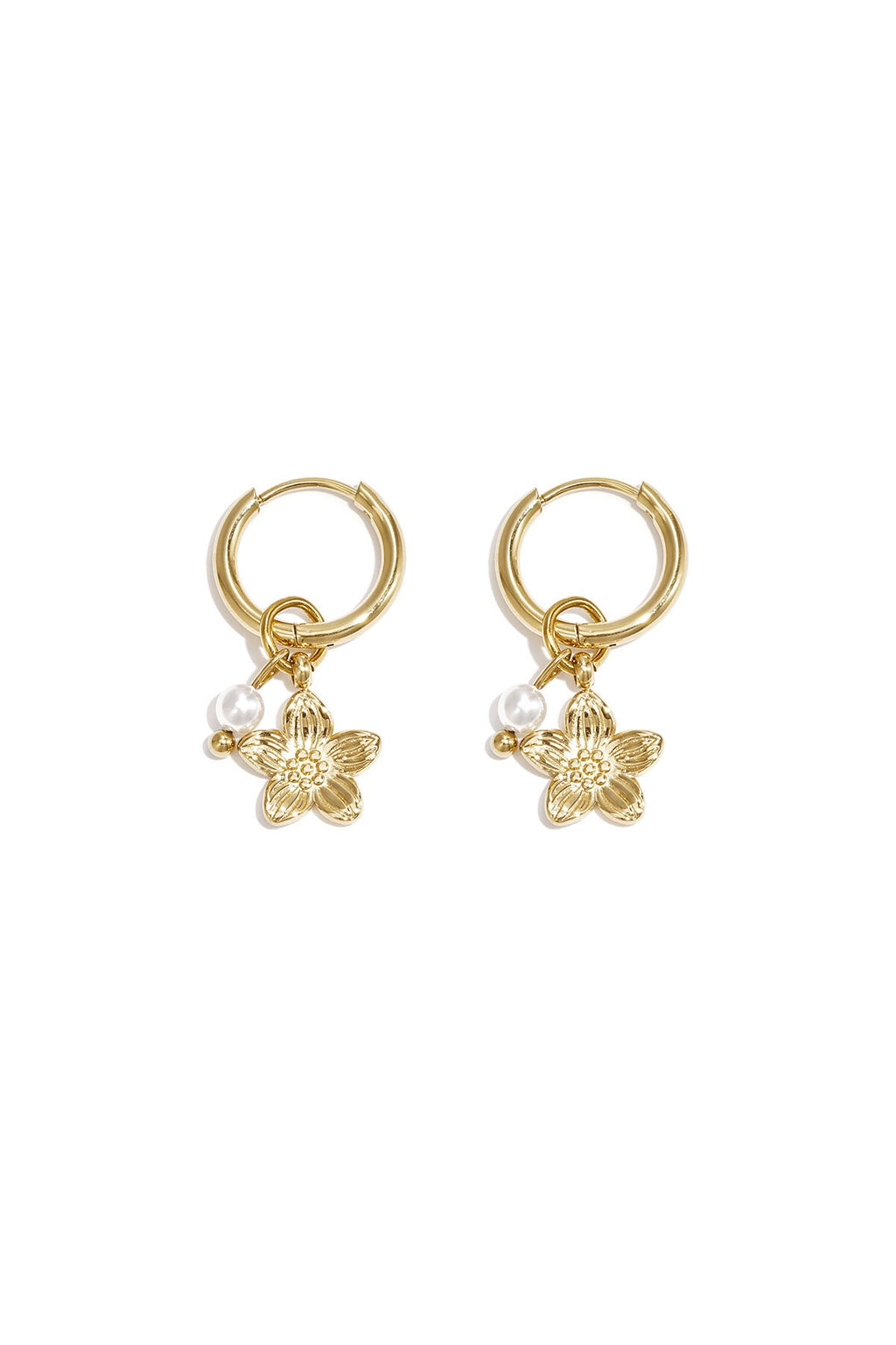Pearl blossom oorbellen - goud