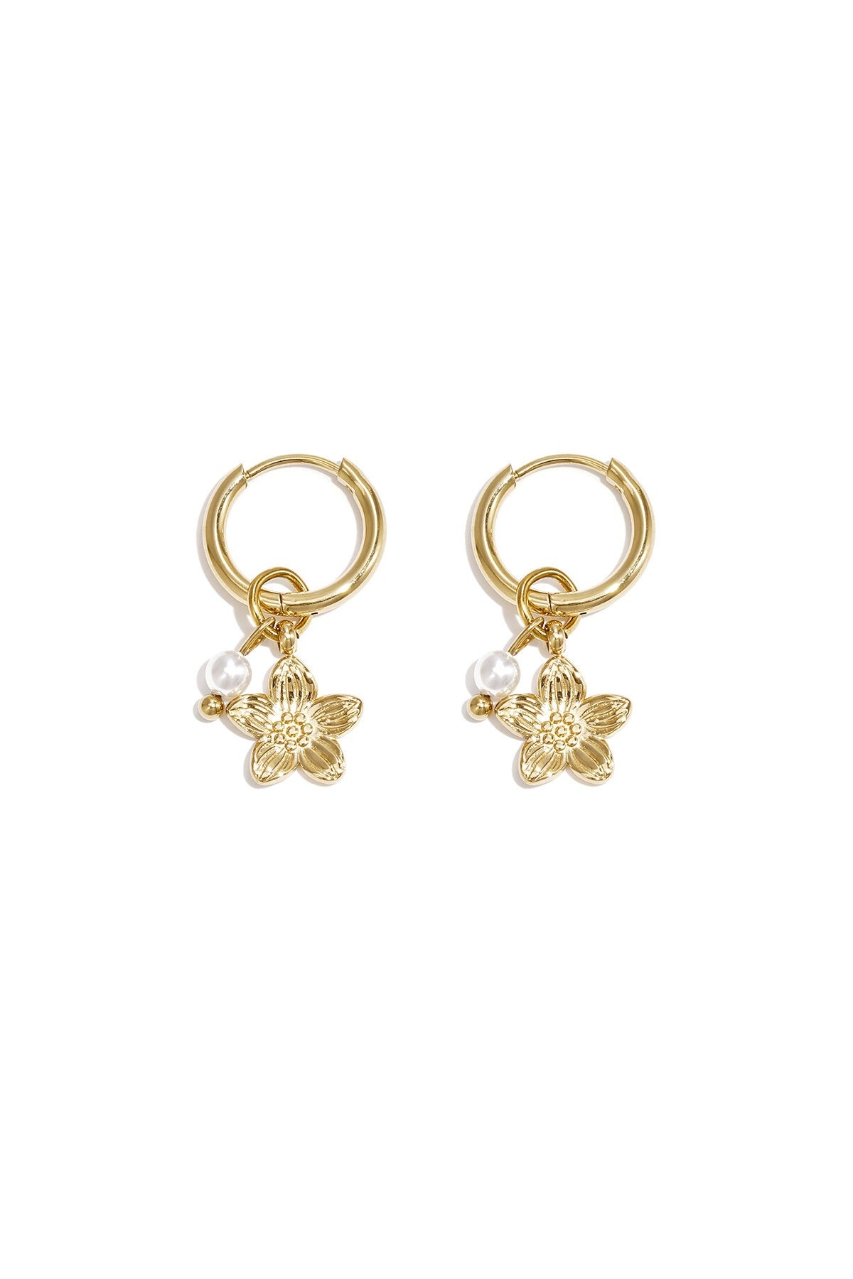 Pearl blossom oorbellen - goud