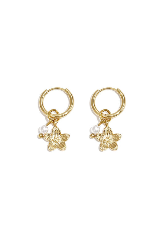 Pearl blossom oorbellen - goud