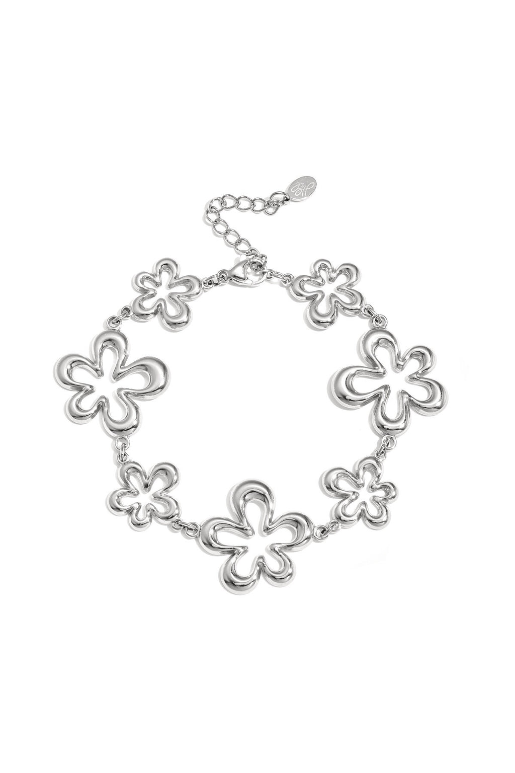 Playfull flower armband - zilver