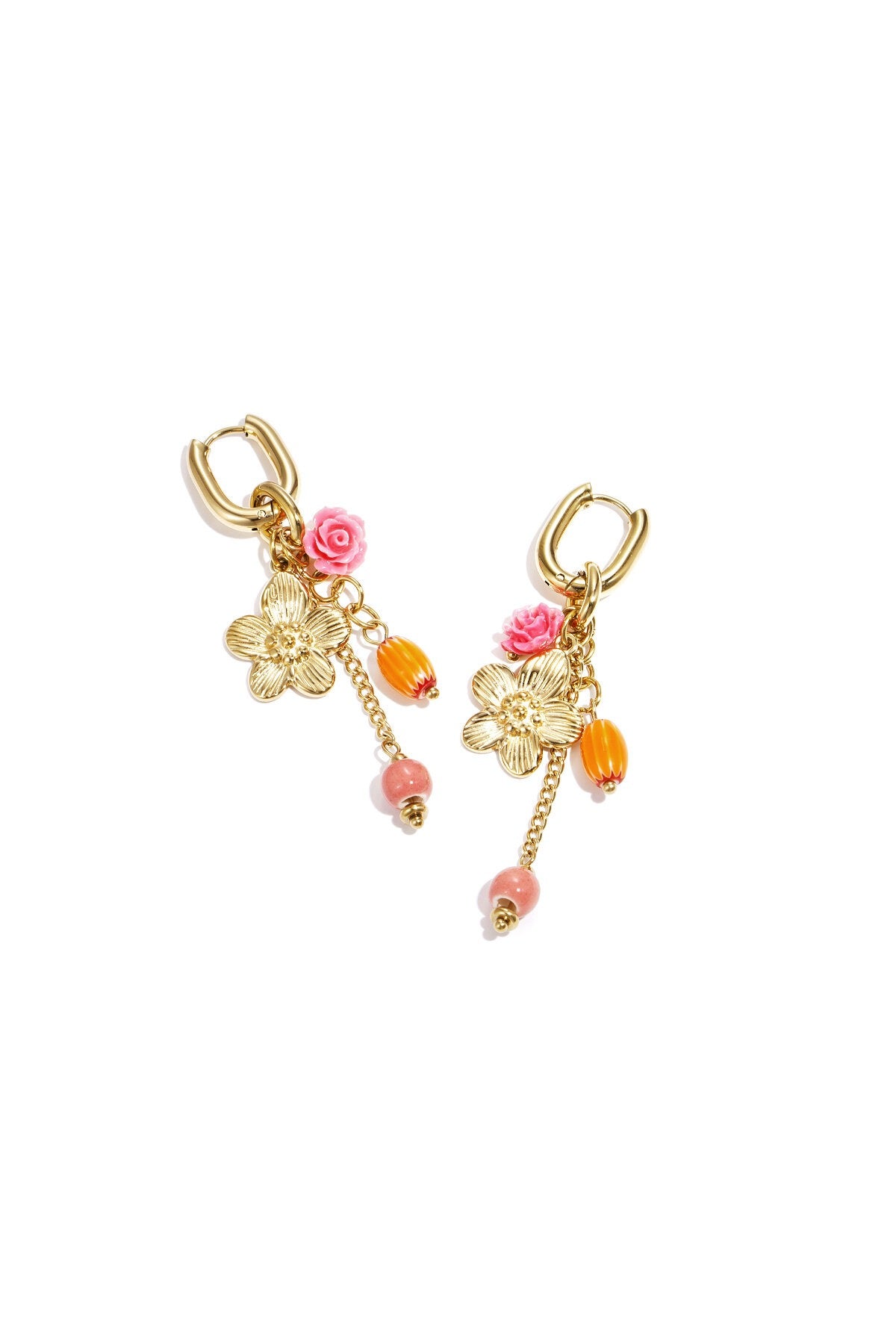 Colourfull daisy oorbellen - goud