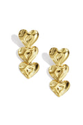 Triple heart oorbellen - goud