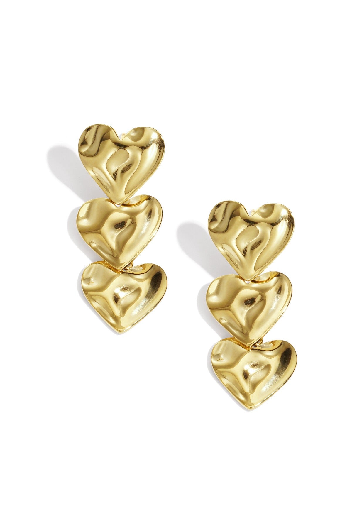 Triple heart oorbellen - goud