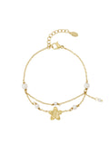 Flower pearl armband - goud