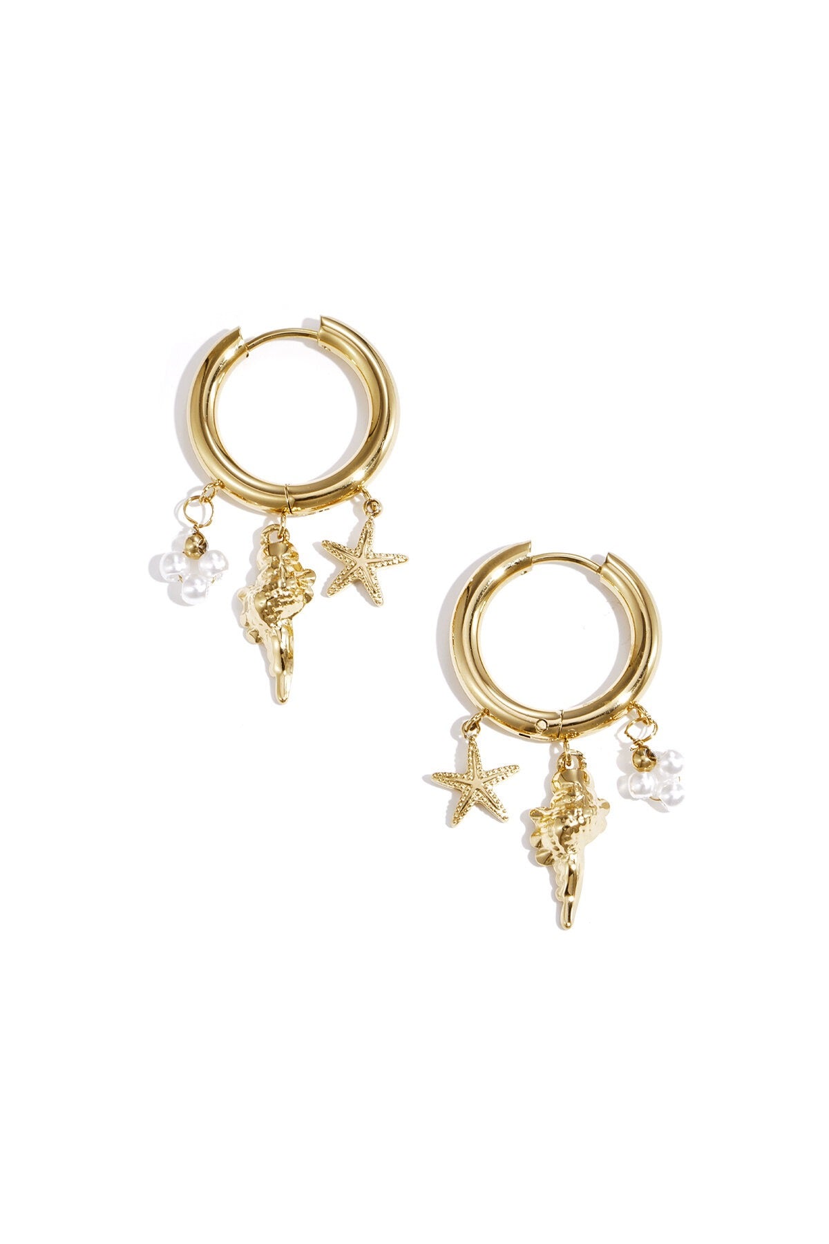 Sealife oorbellen - goud