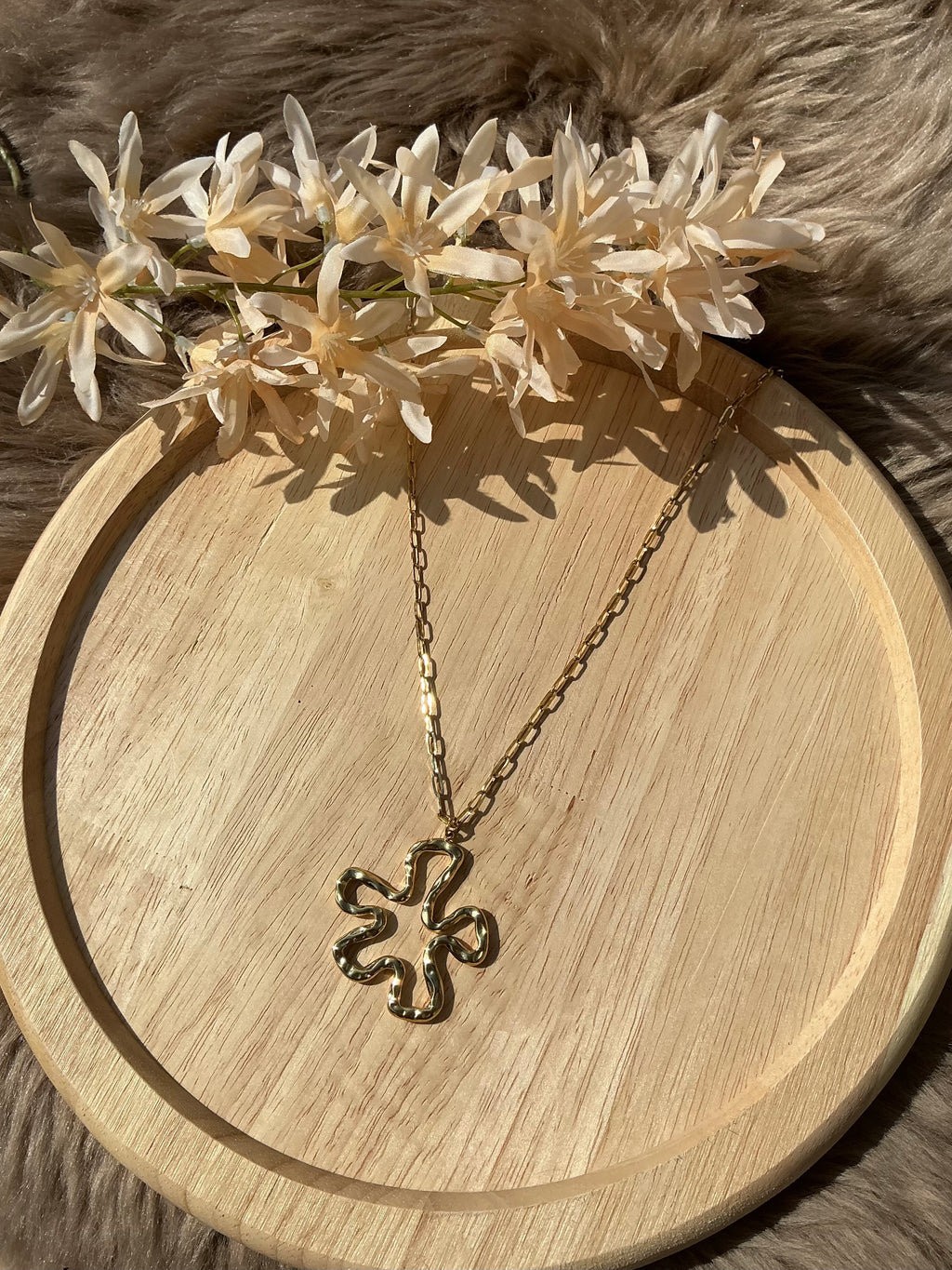 Big flower ketting - goud