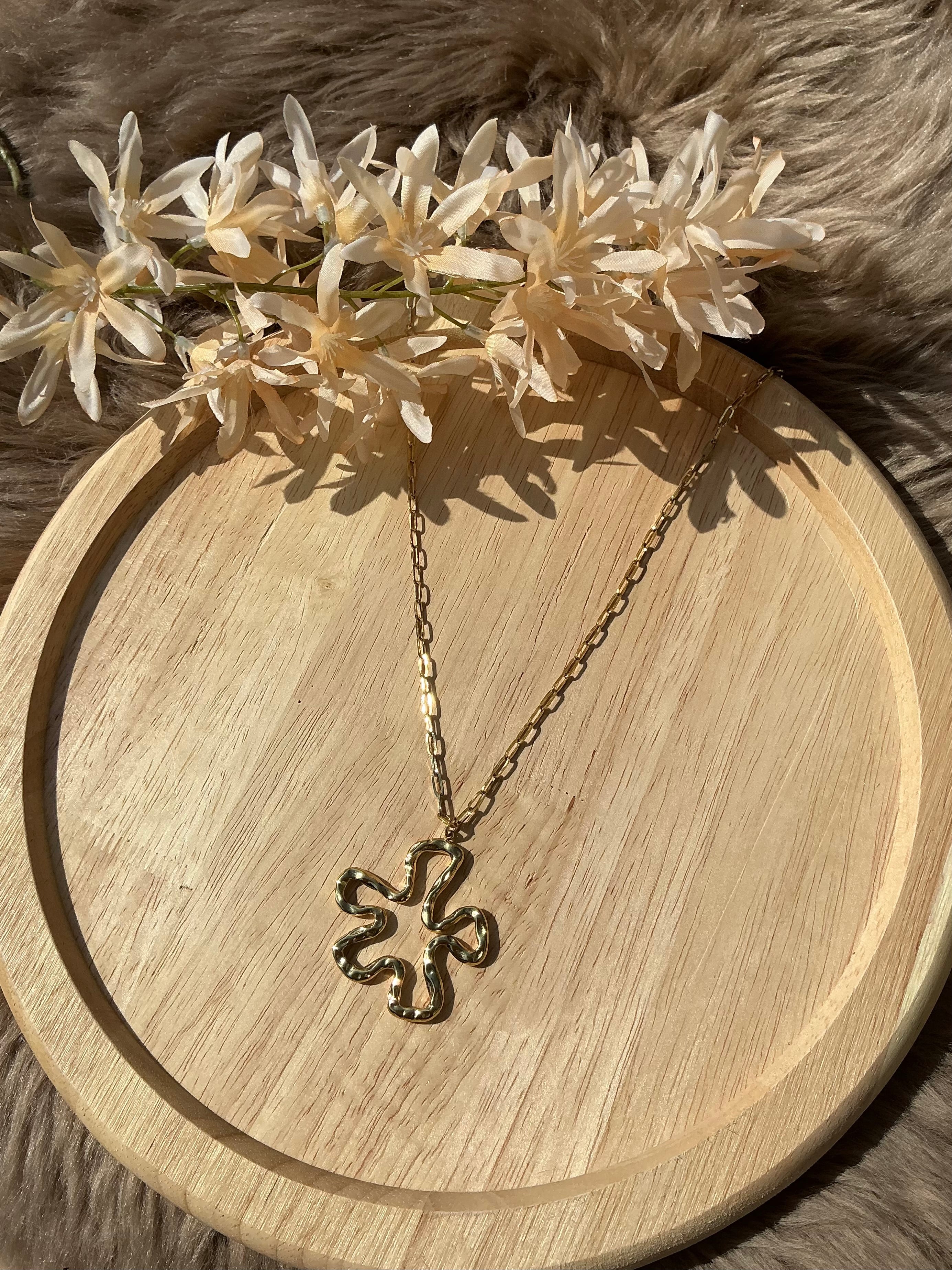 Big flower ketting - goud