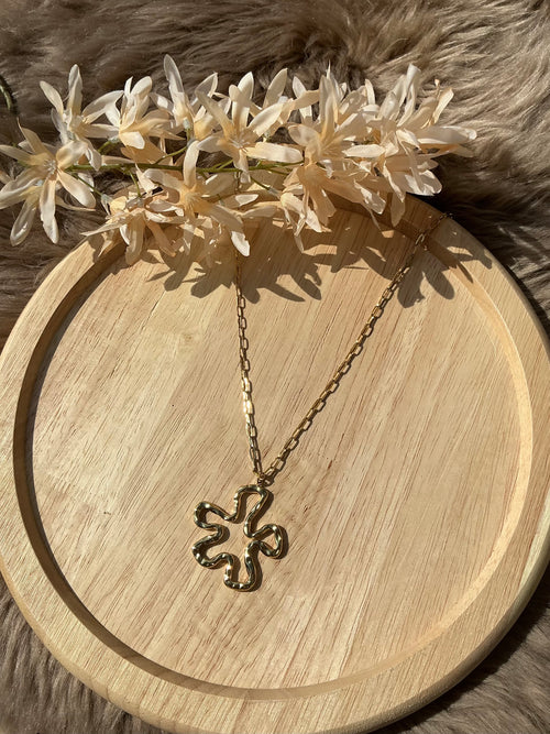 Big flower ketting - goud