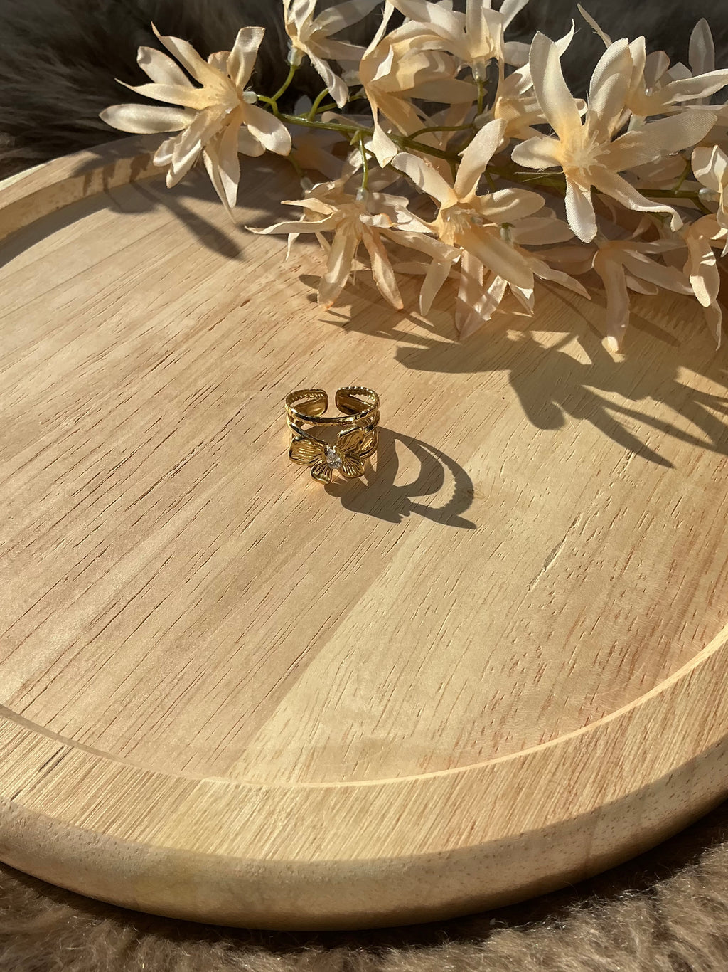 Flower stone ring - goud