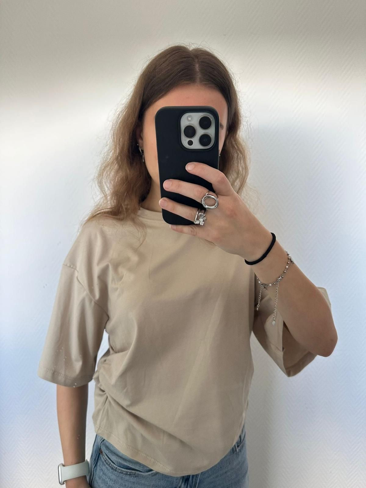Basic tee getailleerd - beige